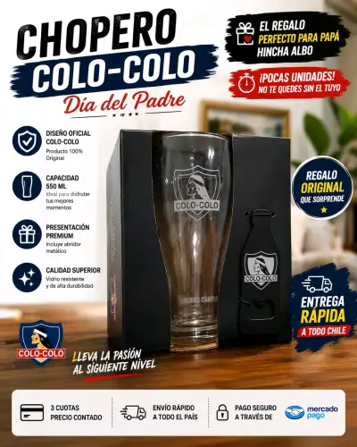 Shopero de vidrio Colo-Colo + Abridor - miniatura 4