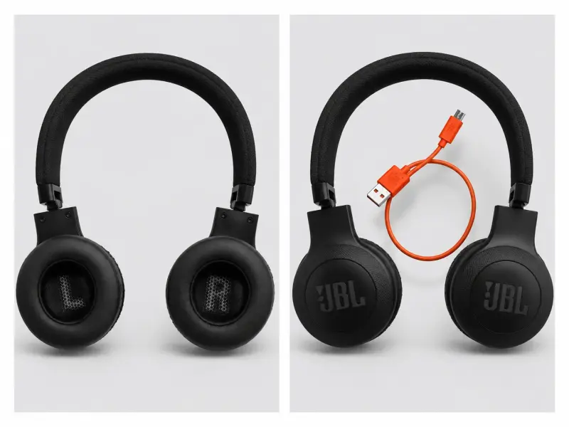 Audífonos JBL negros con cable USB