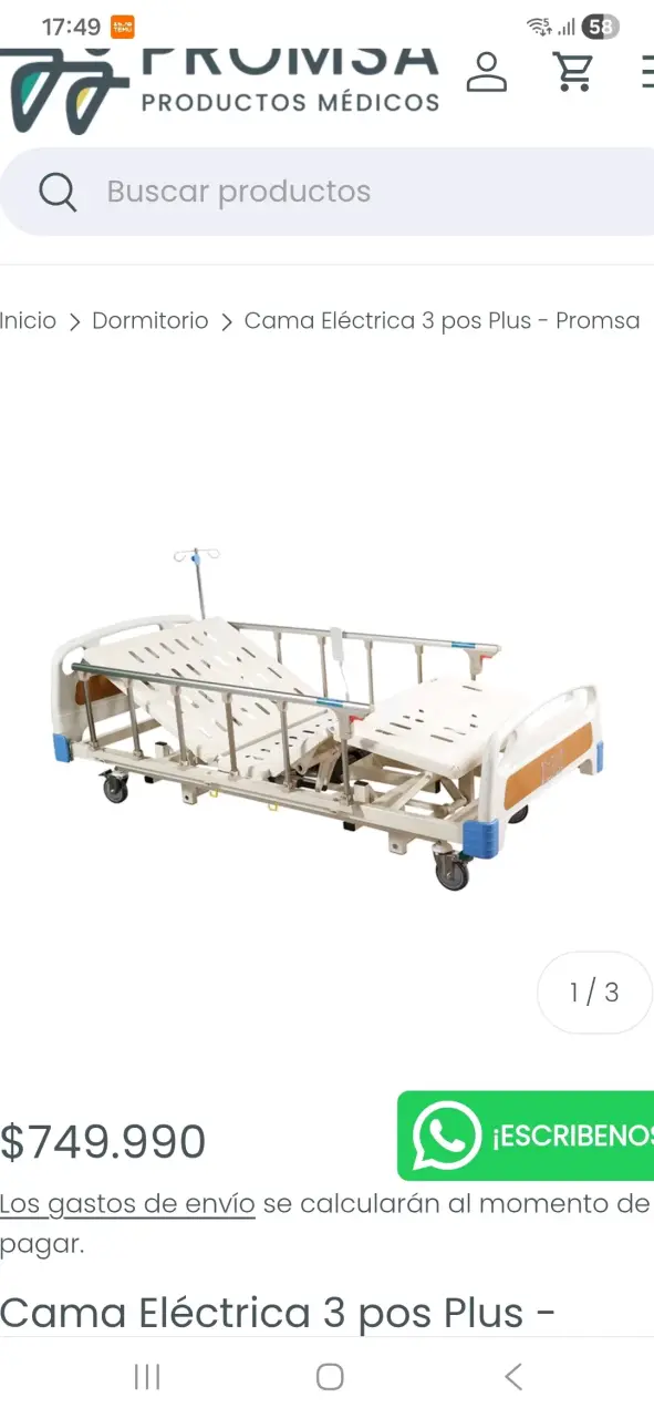 Cama eléctrica 3 posiciones