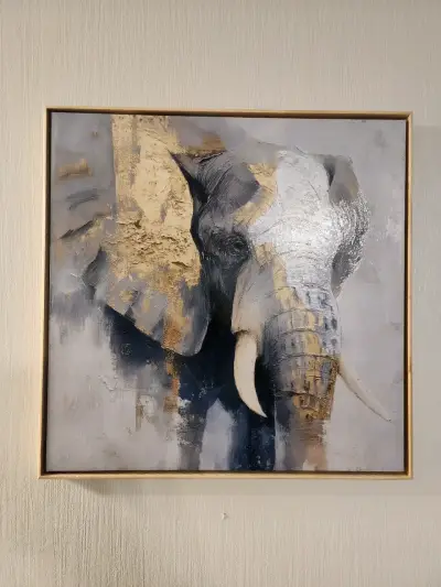 Cuadro Canvas Elefante tonos dorados 40x40cm - miniatura 1