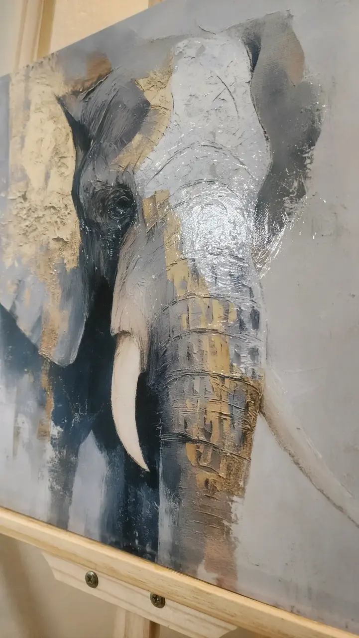 Cuadro Canvas Elefante tonos dorados 40x40cm - 2