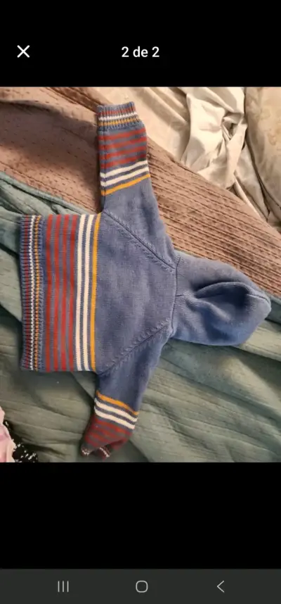 Chaleco infantil azul con capucha 9 meses - miniatura 2
