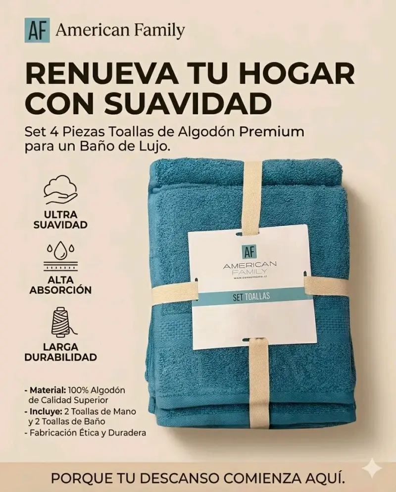 Set 4 toallas cannon algodon premium