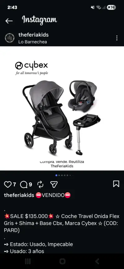 Coche travel Cybex gris - miniatura 1
