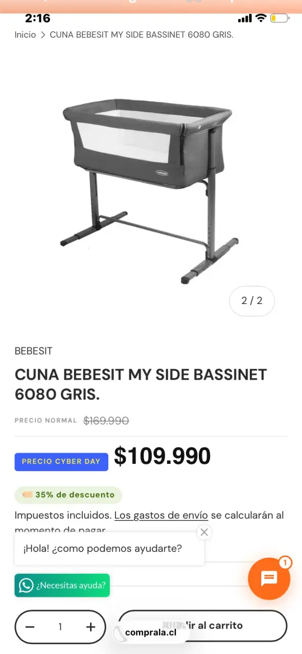 Cuna colecho Bebesit gris - 4