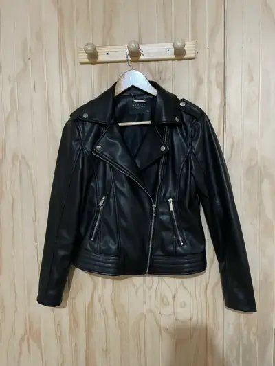 Chaqueta de cuero negra mujer - miniatura 1