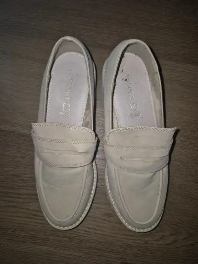 Mocasines de cuero beige - miniatura 1