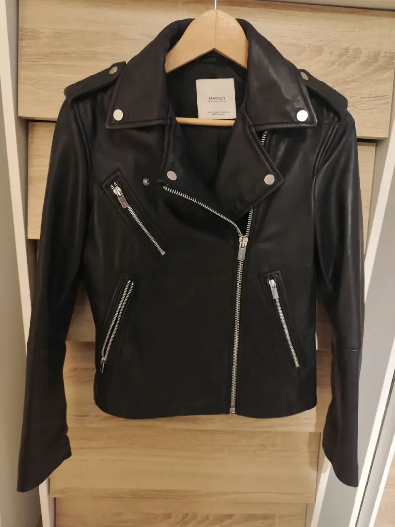 Chaqueta biker cuero negro, Mango mujer - 1