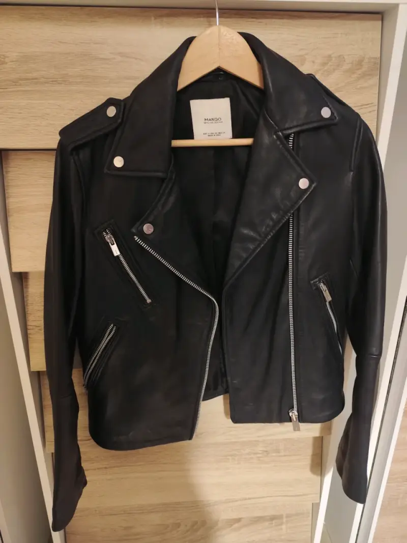 Chaqueta biker cuero negro, Mango mujer - 3