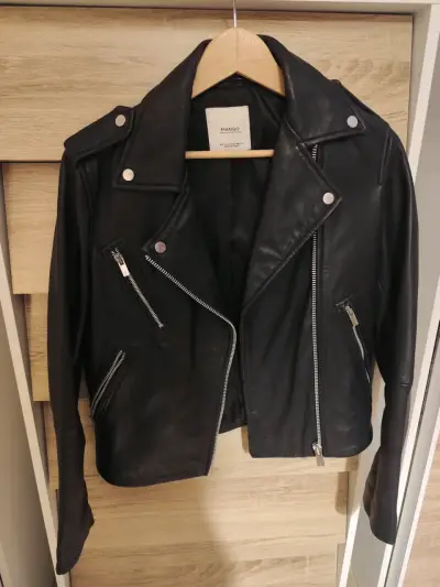Chaqueta biker cuero negro, Mango mujer - miniatura 3