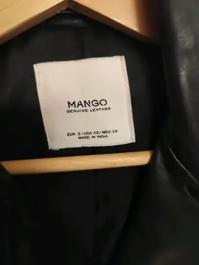 Chaqueta biker cuero negro, Mango mujer - miniatura 4