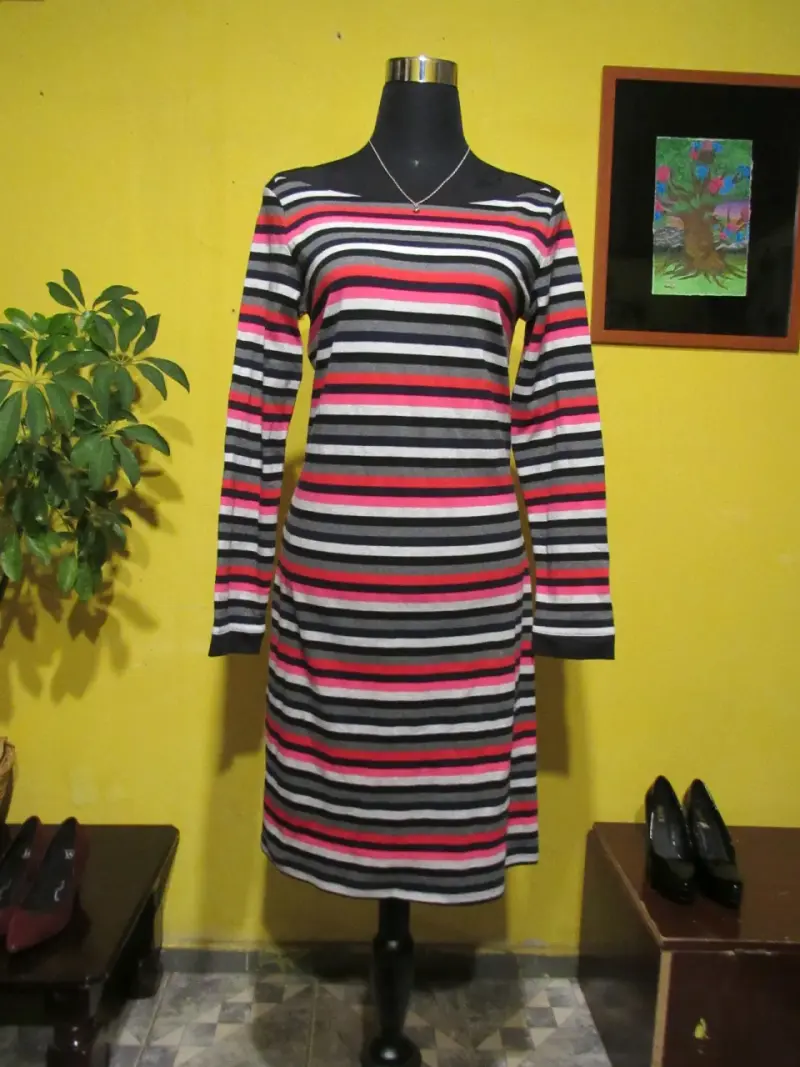 Vestido a rayas multicolor - 1