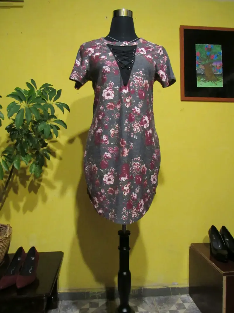 Vestido floral manga corta - 1