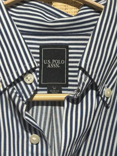Camisa rayada azul y blanca polo - miniatura 2