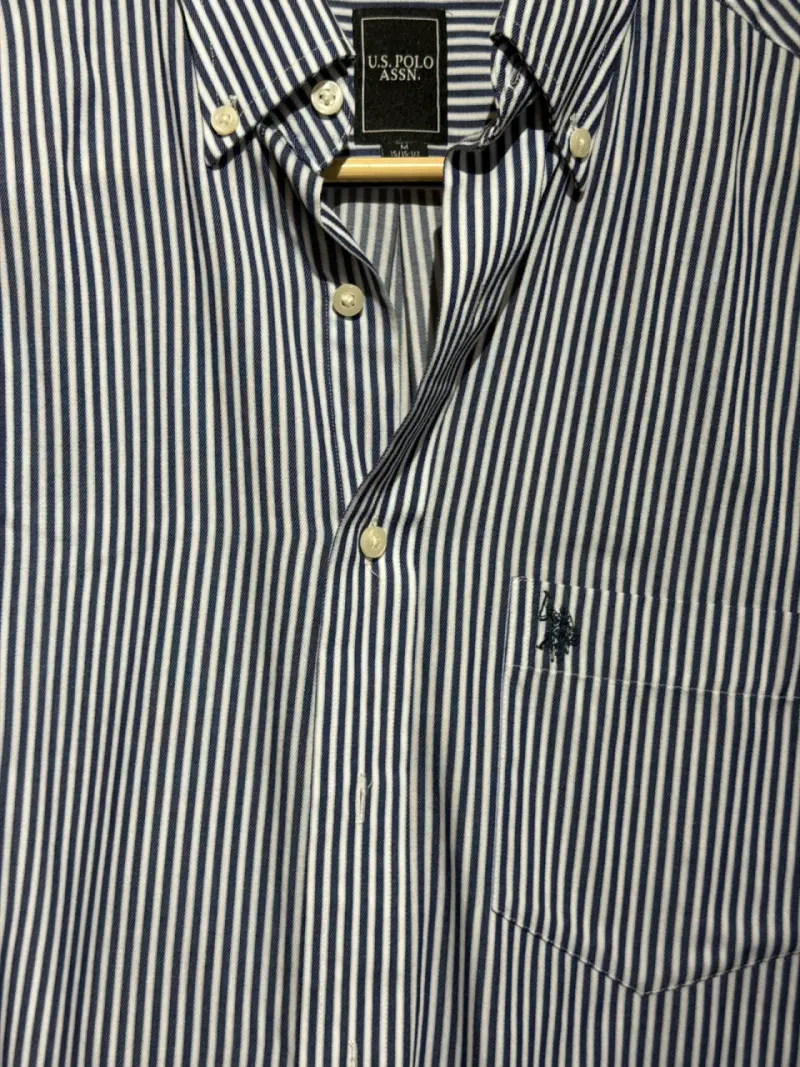 Camisa rayada azul y blanca polo - 3