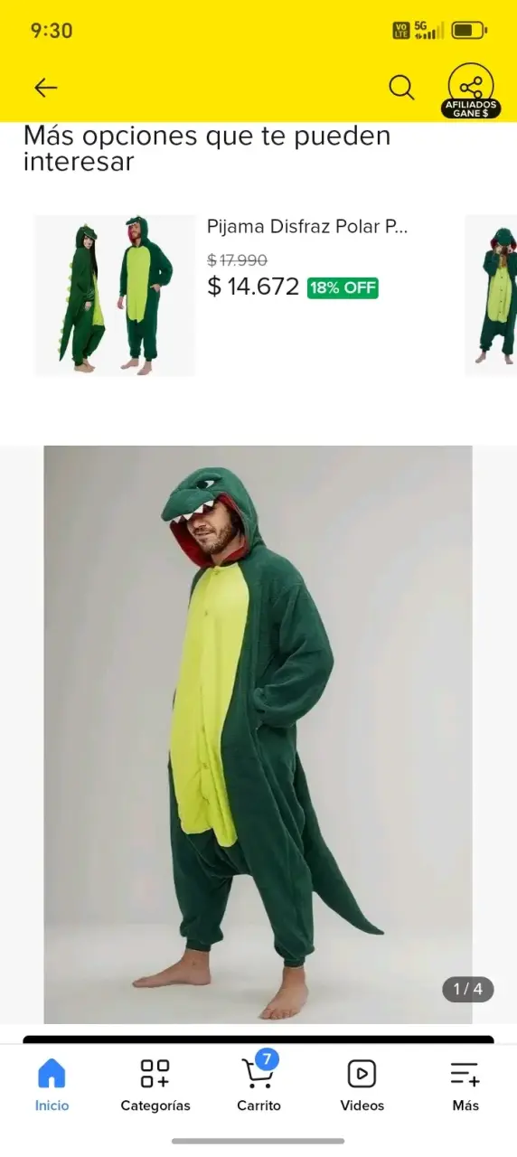 Pijama disfraz dinosaurio verde