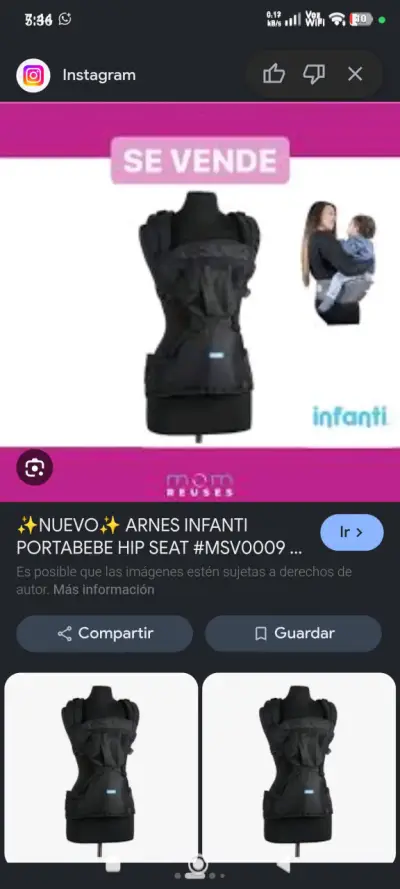 Arnés portabebé Infanti negro - miniatura 1