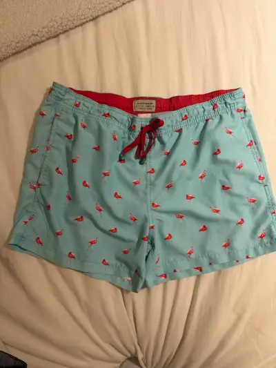 Traje de baño azul con flamencos - miniatura 2