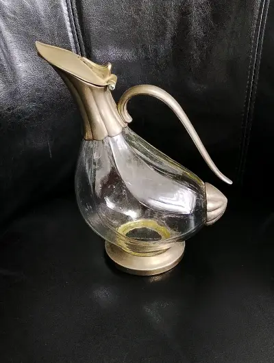 Jarra de cristal y metal decantador - miniatura 1