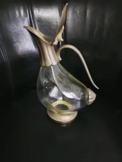 Jarra de cristal y metal decantador - miniatura 3