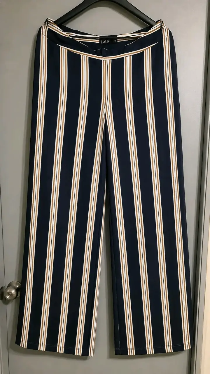 Pantalones rayados azul y blanco Liola