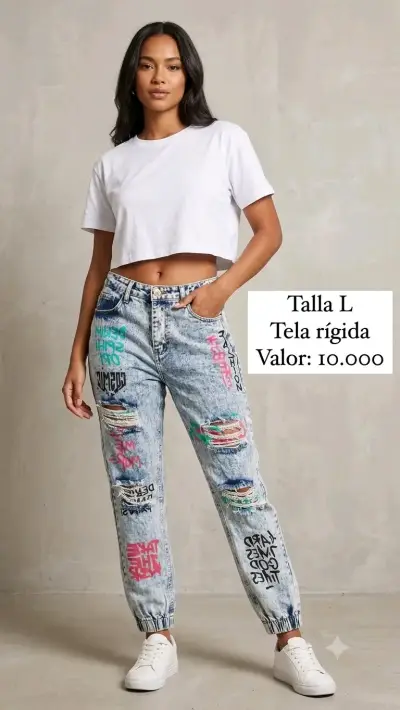 Jeans gráficos desgastados mujer - miniatura 1