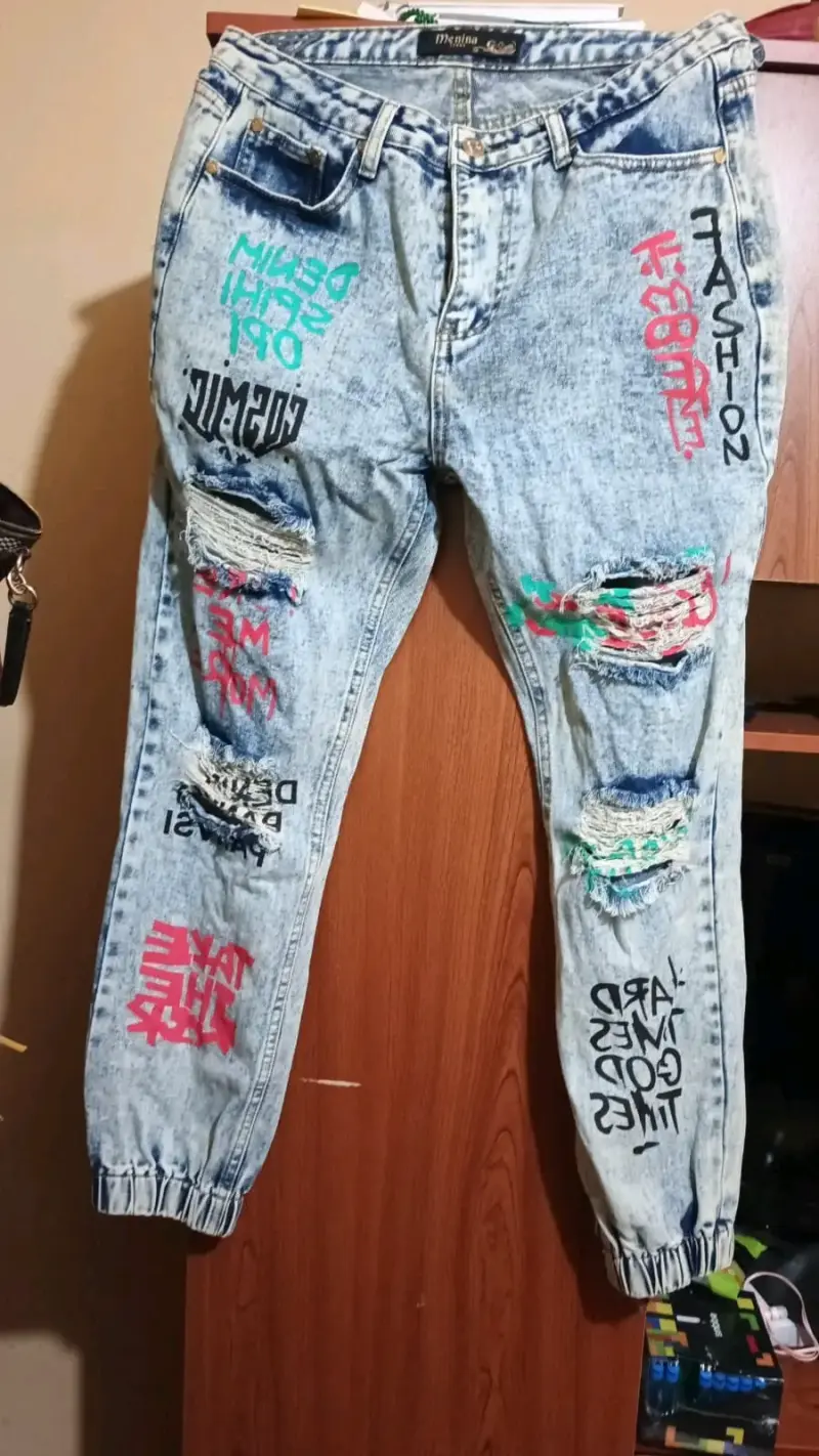 Jeans gráficos desgastados mujer - 2