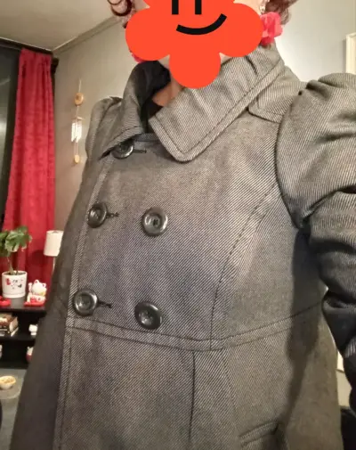 Abrigo gris con doble botonadura forrado - miniatura 1