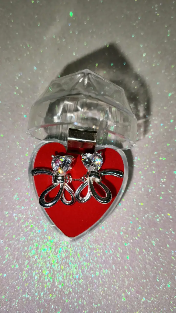 Pendientes plateados con cristales, plata 925