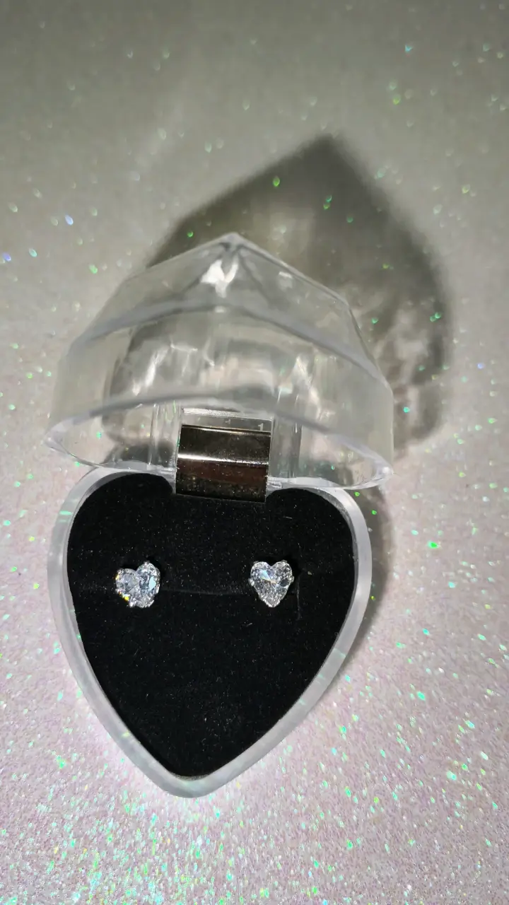 Aros corazón en estuche, plata 925