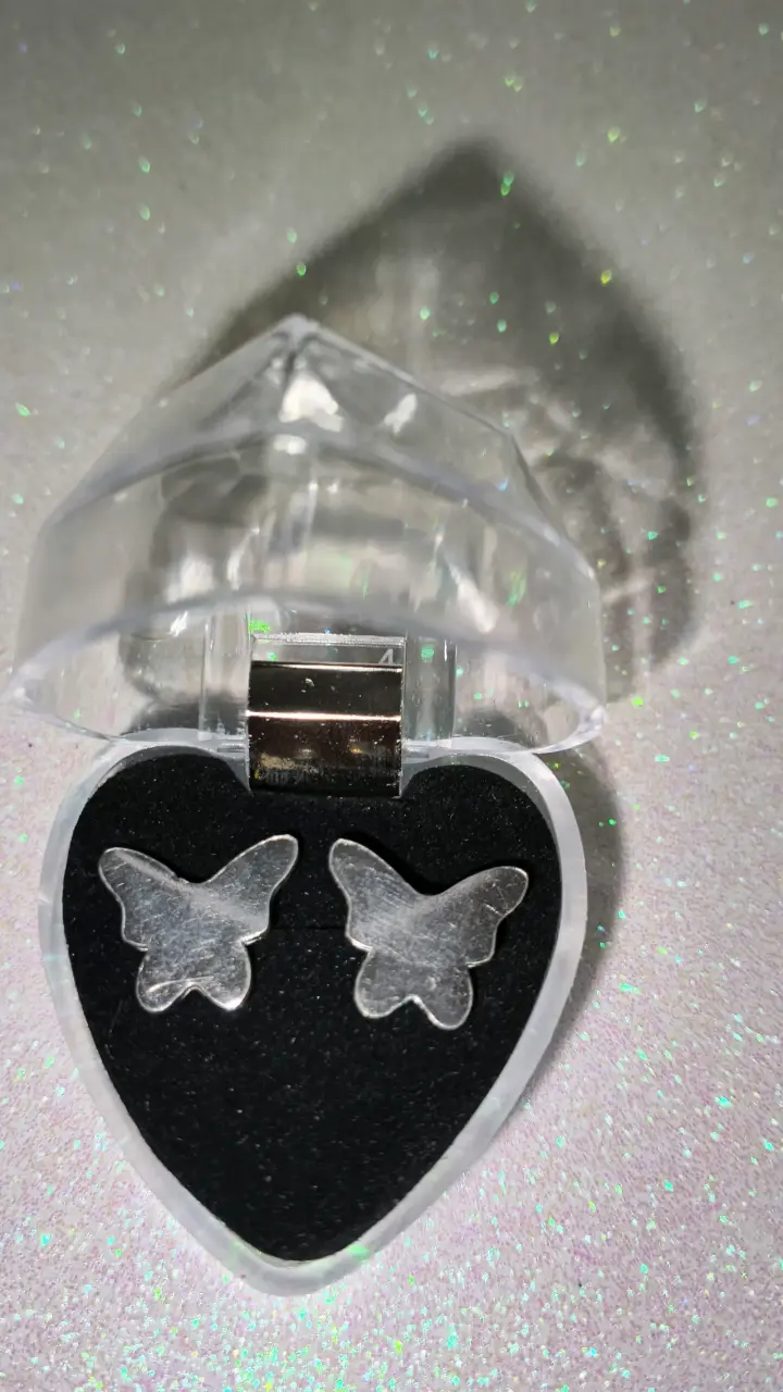 Aros mariposa plateados, plata 925