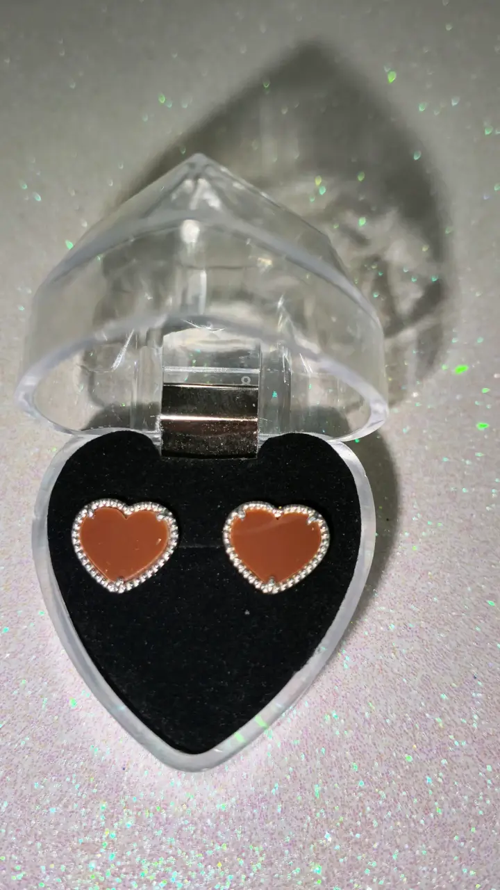 Aros de corazón en estuche, plata 925