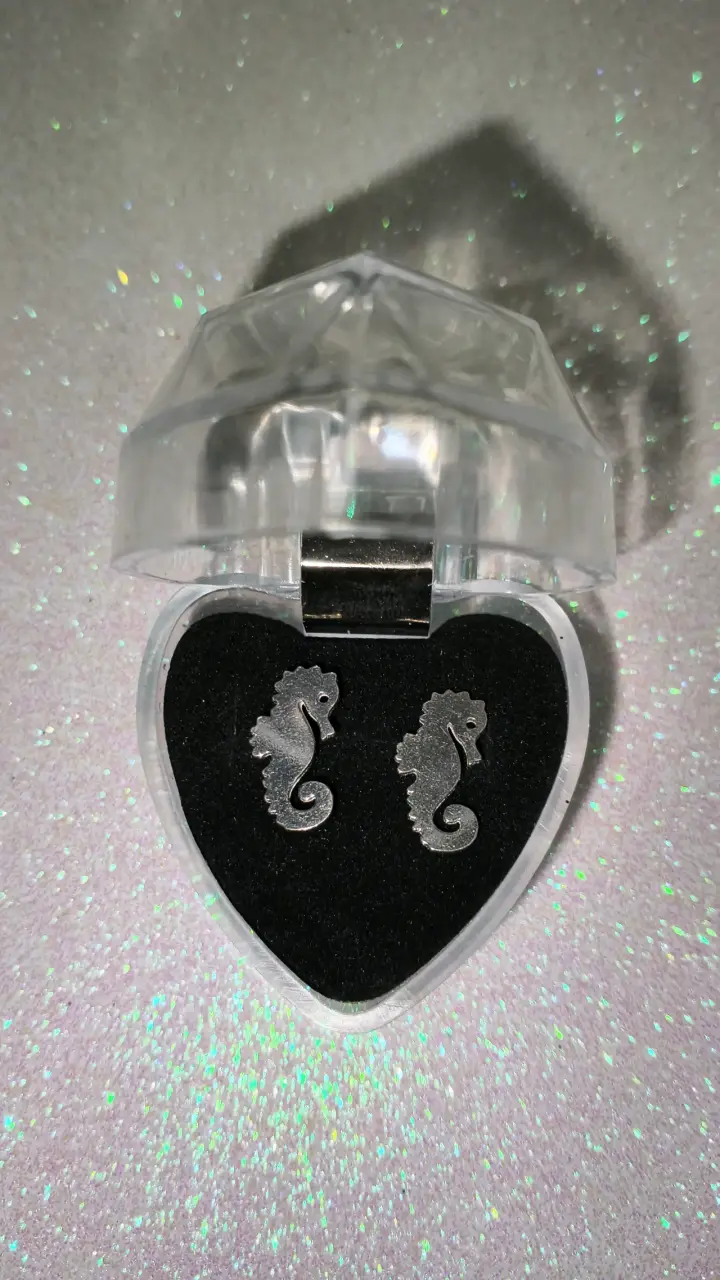 Aros de caballito de mar plateados, plata 925