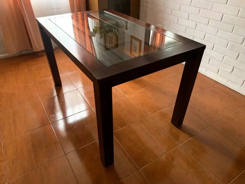 Mesa de comedor madera y vidrio - 2