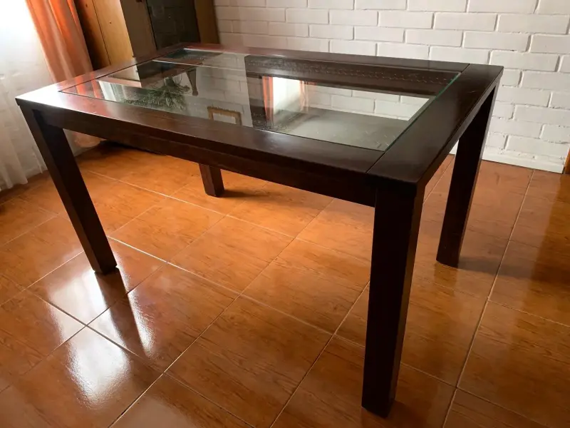 Mesa de comedor madera y vidrio - 3