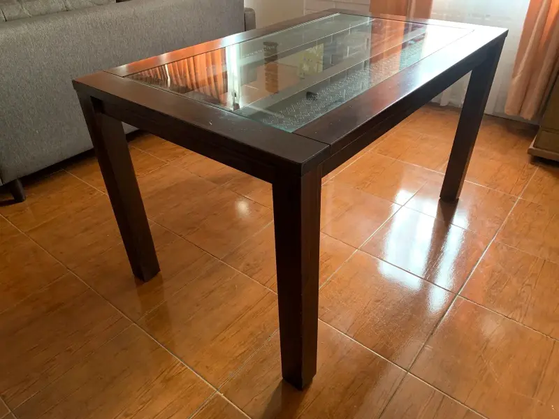Mesa de comedor madera y vidrio - 4