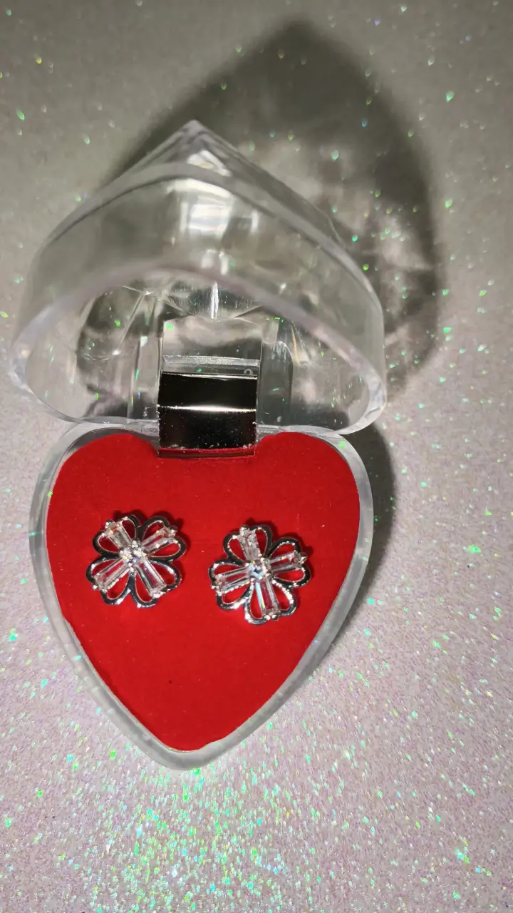 Aros de plata con cristales, plata 925