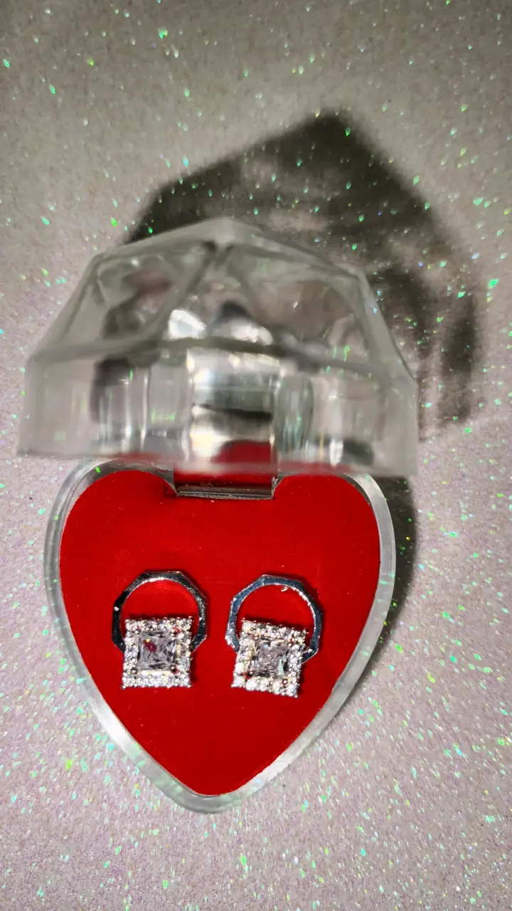 Aros plateados con brillantes, plata 925