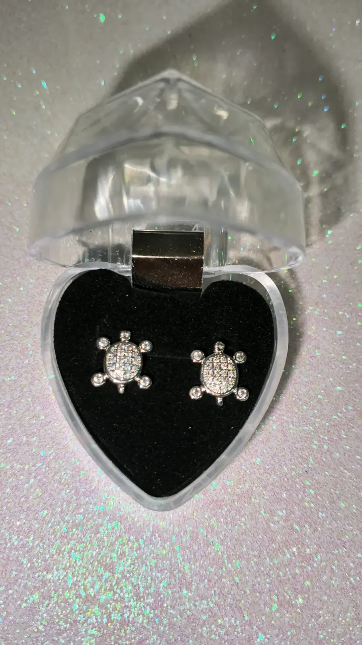Aros tortuga con brillantes, plata 925
