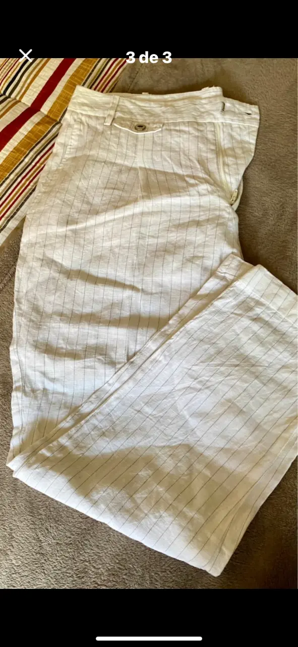 Camisa blanca de lino a rayas - 2
