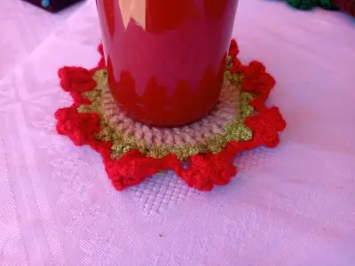 Posavasos tejido a crochet Rojo - miniatura 1