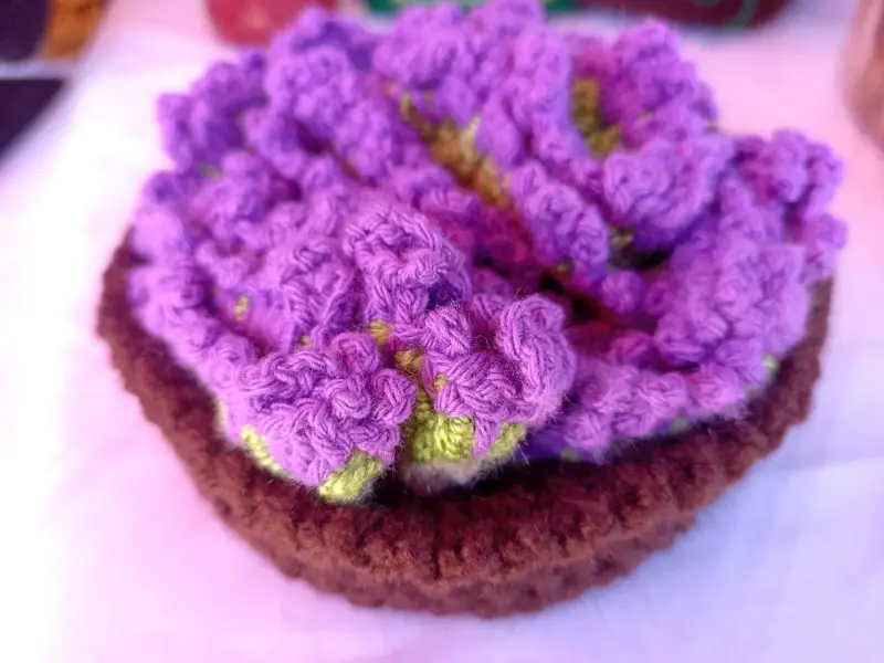 Posavasos tejido a crochet lila - 2