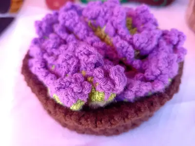 Posavasos tejido a crochet lila - miniatura 2