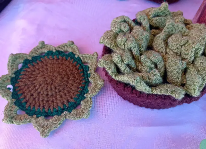 Posavasos tejido a crochet Suculenta - 2