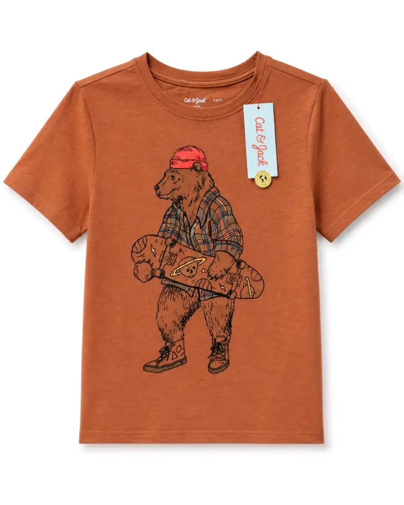Polera marrón con diseño de oso - 1
