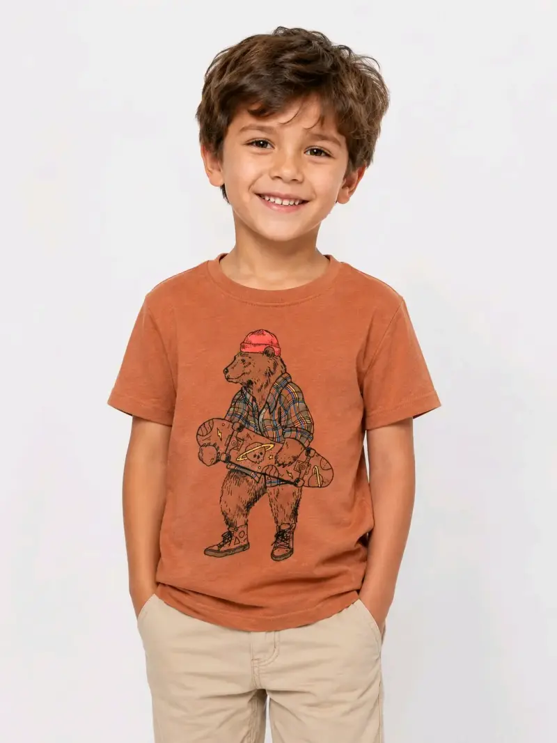 Polera marrón con diseño de oso - 2