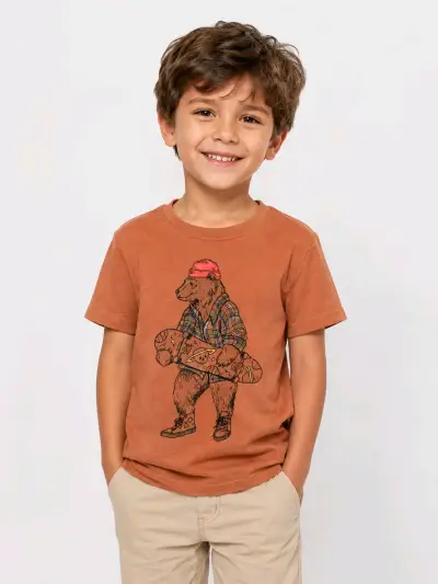 Polera marrón con diseño de oso - miniatura 2