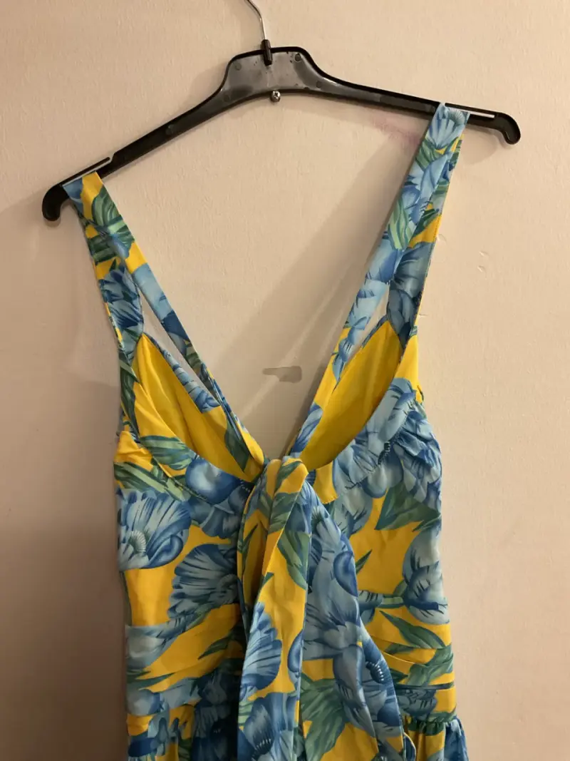 Vestido largo floral azul y amarillo - 2