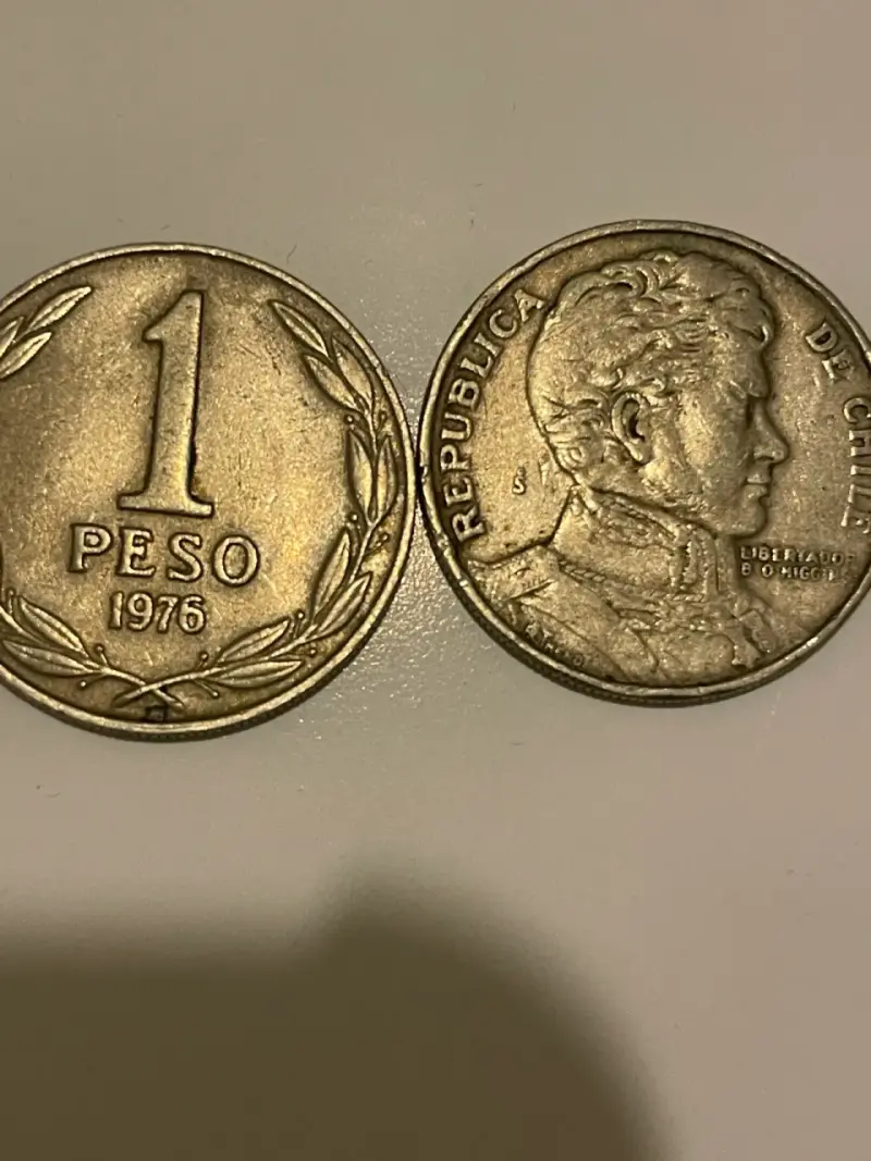 17 Monedas Chilenas 1 peso, 8 plateadas 9 doradas - 1