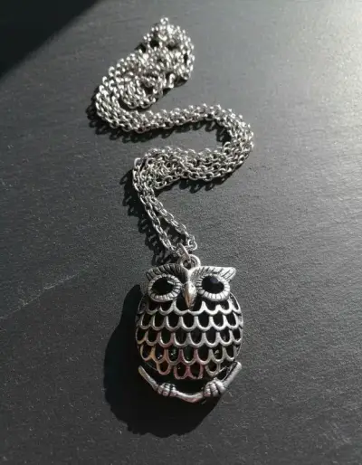 Collar de búho Acero plateado - miniatura 1